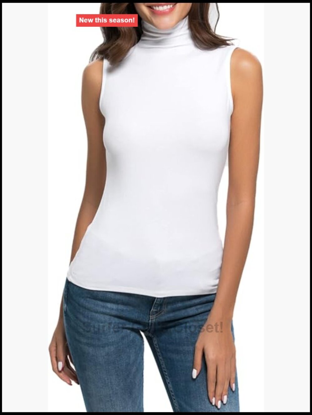 Sleeveless Mock Turtleneck Tank Top Slim Fit Stretchy Rayon Spandex Layering Tee